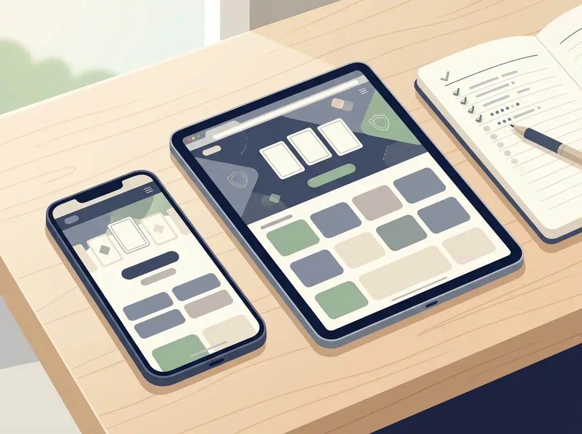 Editorial illustration of mobile browser casino play on a phone and tablet